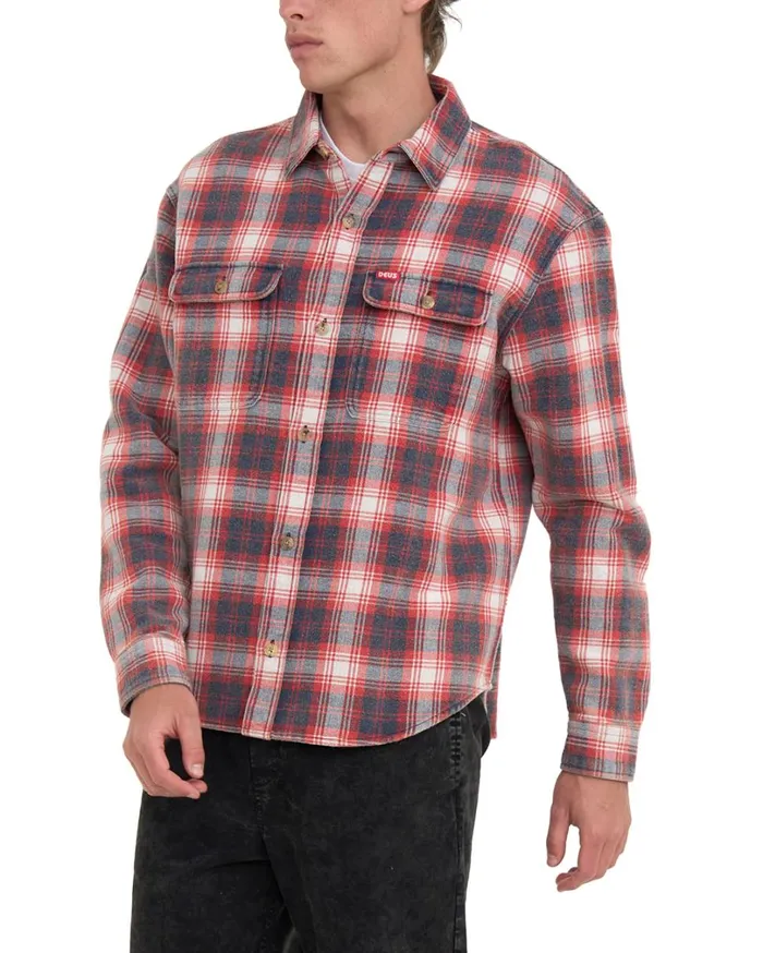 Vacay Check Shirt 8211 Red Check Men Deus Ex Machina Shirts