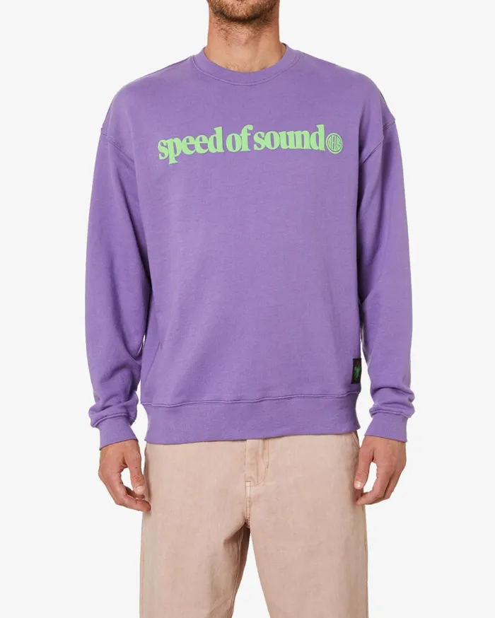 Velocity Crew Oversized Fit 8211 Purple Haze Men Deus Ex Machina Hoodies and Sweaters