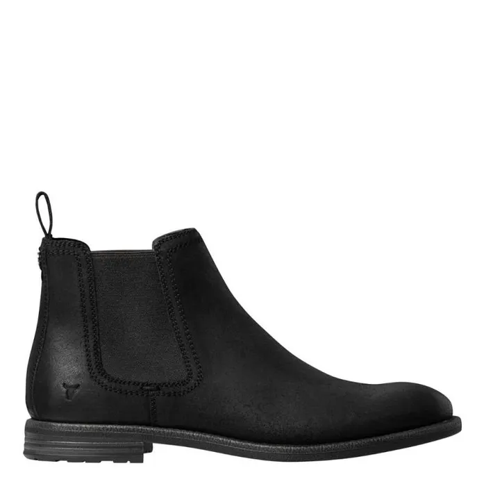 Windsor Smith Boots Men SAXON BLACK OIL SUEDE BOOTS