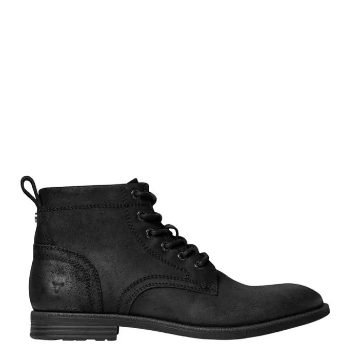 Windsor Smith Boots Men SEBASTIAN BLACK OIL SUEDE LEATHER BOOTS