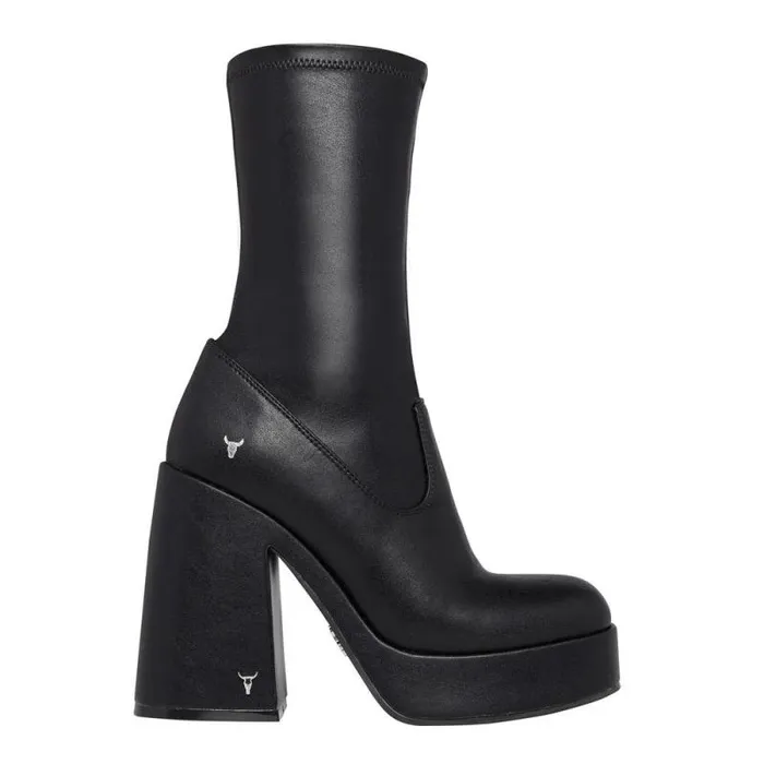 Windsor Smith Platforms Women HIDDEN BLACK STRETCH PLATFORM BOOTS