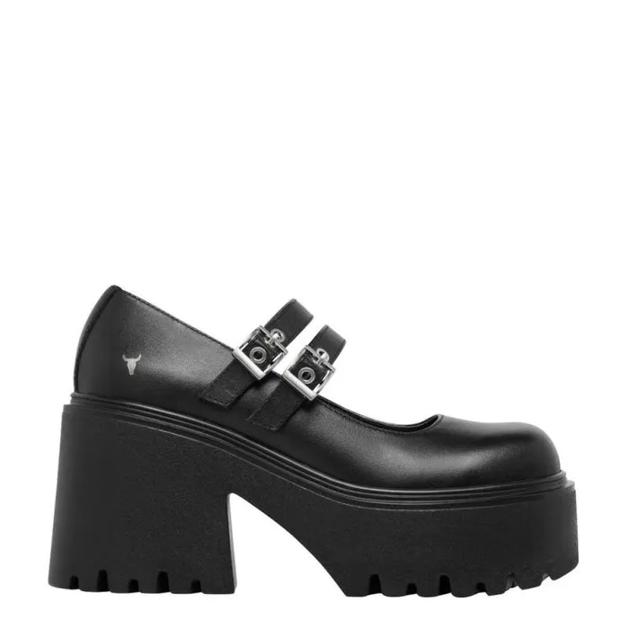 Windsor Smith Platforms Women LESSONS BLACK LEATHER PLATFORM SHOES