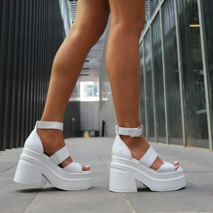 Windsor Smith Platforms Women MATCH WHITE PLATFORM HEELS Windsor Smith Platforms Women MATCH WHITE PLATFORM HEELS
