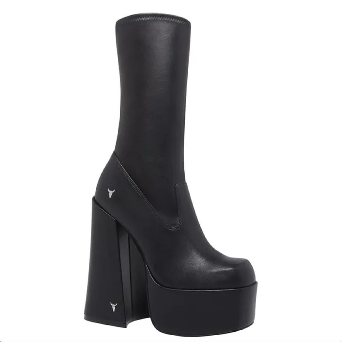 Windsor Smith Platforms Women SAVIOUR BLACK STRETCH PLATFORM BOOTS Windsor Smith Platforms Women SAVIOUR BLACK STRETCH PLATFORM BOOTS