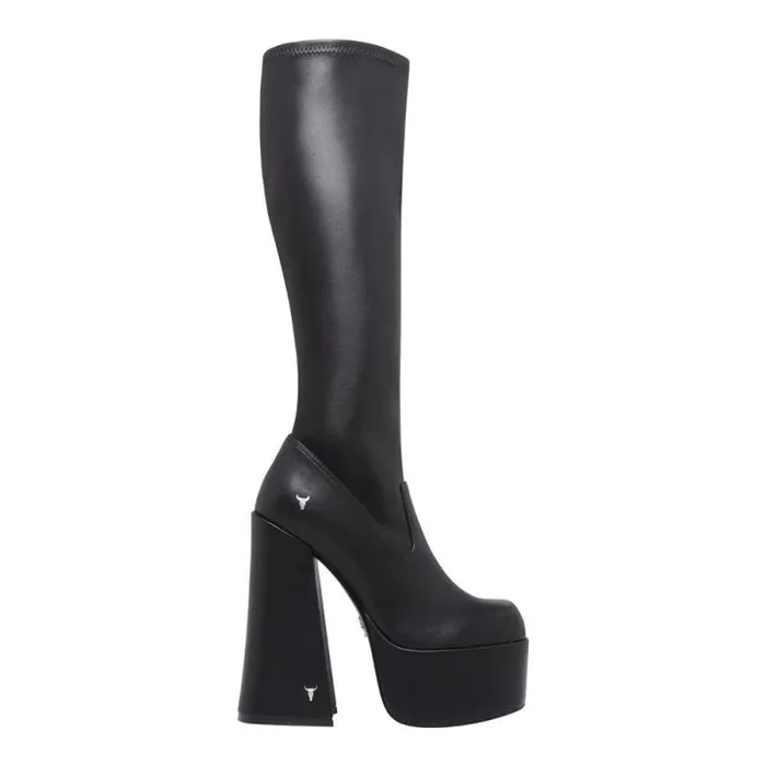 Windsor Smith Platforms Women SURVIVAL BLACK STRETCH PLATFORM BOOTS