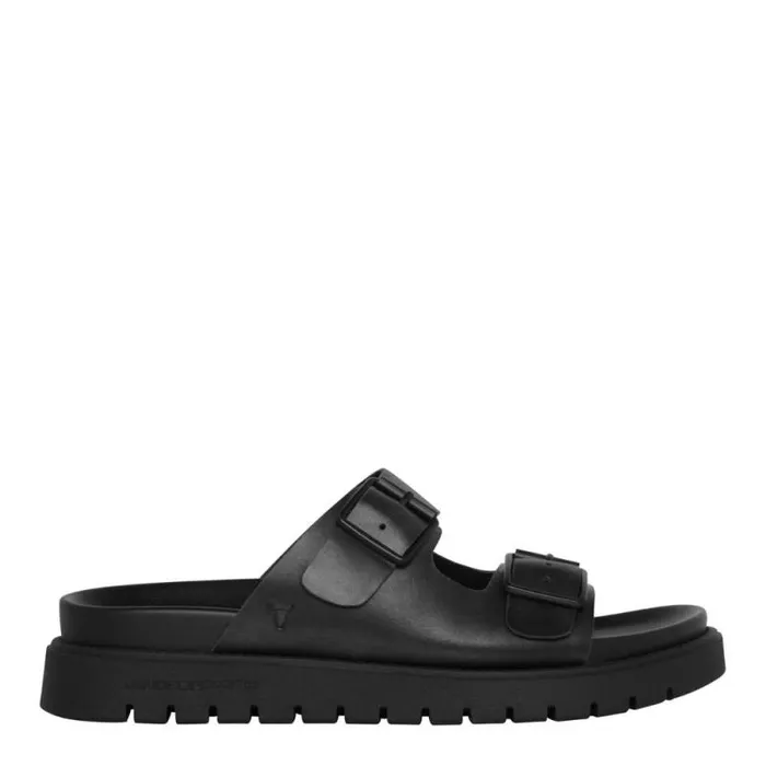 Windsor Smith Sandals Men REIGN BLACK LEATHER SANDALS