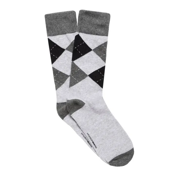 Windsor Smith Socks Men ARGYLE MEN039S DRESS SOCK GREY MARLE