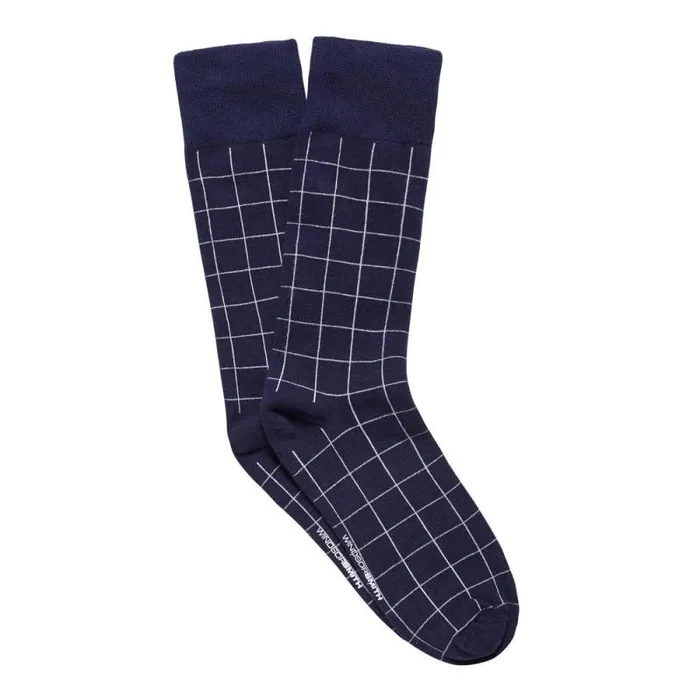 Windsor Smith Socks Men WINDOW CHECK MEN039S DRESS SOCK NAVY