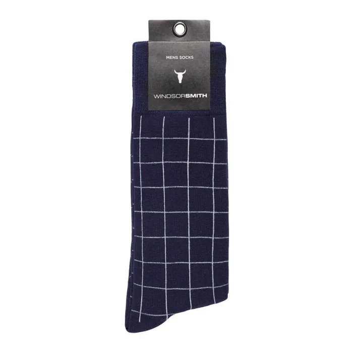 Windsor Smith Socks Men WINDOW CHECK MEN039S DRESS SOCK NAVY Windsor Smith Socks Men WINDOW CHECK MEN039S DRESS SOCK NAVY