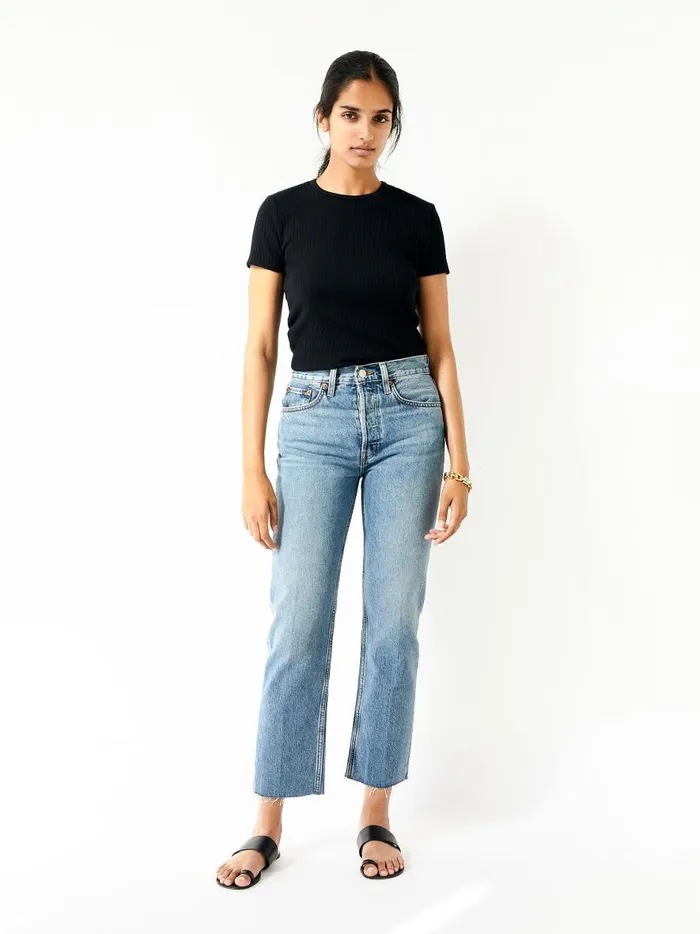 Women 60s Short Sleeve Tee Black The UNDONE Tops