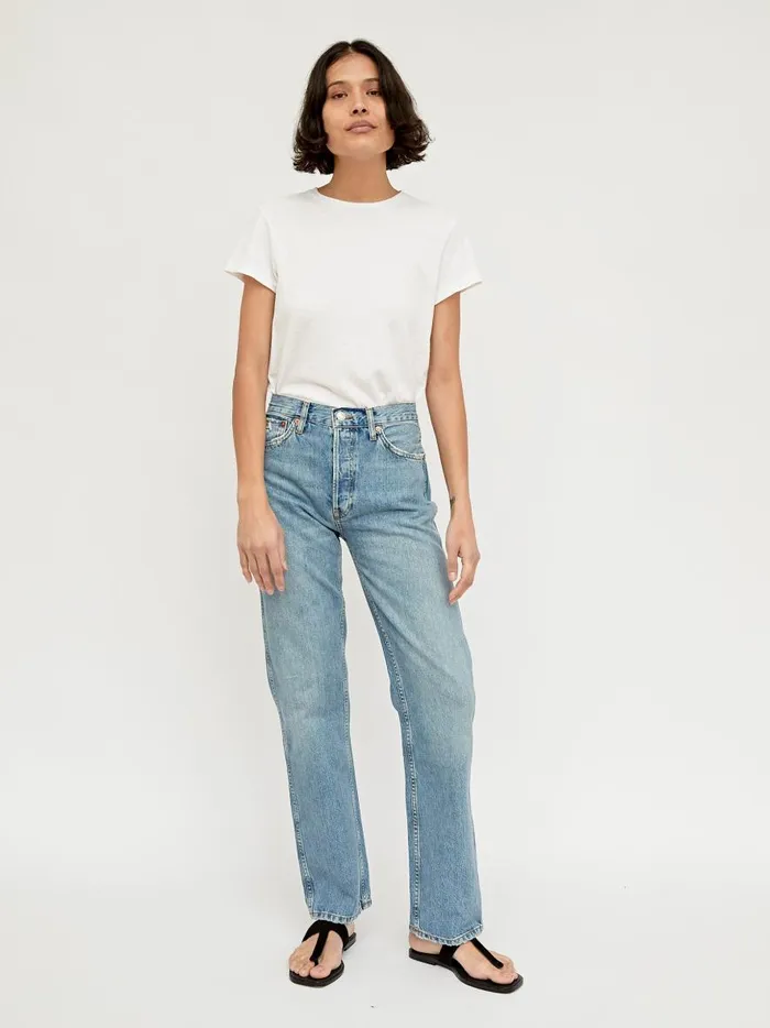 Women 90s High Rise Loose Jean Worn Blue The UNDONE Denim