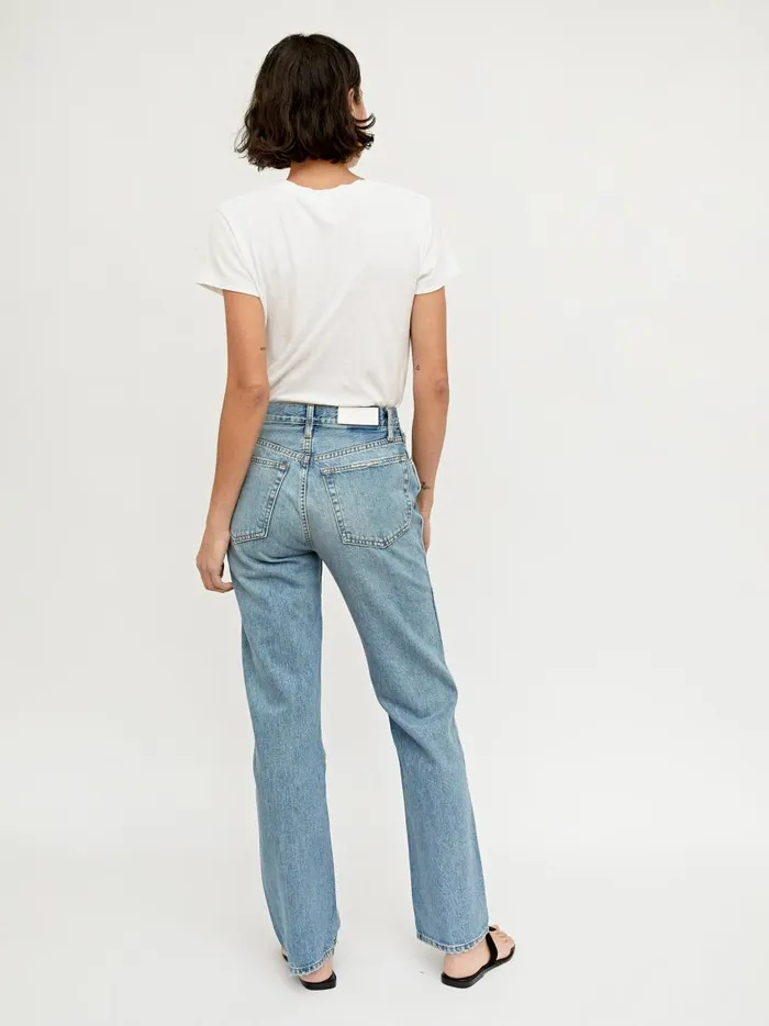 Women 90s High Rise Loose Jean Worn Blue The UNDONE Denim
