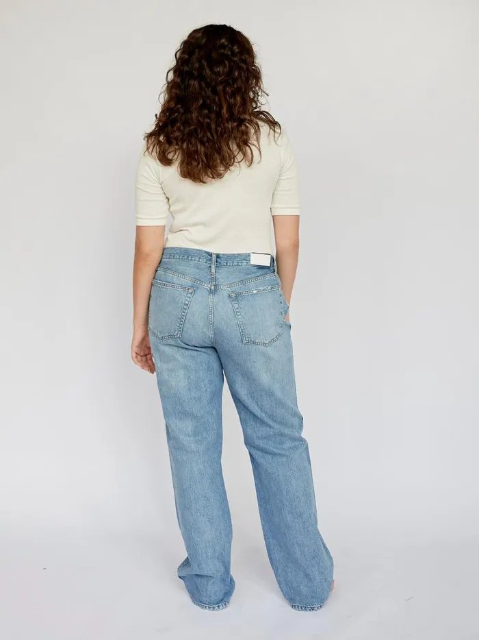 Women 90s High Rise Loose Jean Worn Blue The UNDONE Denim