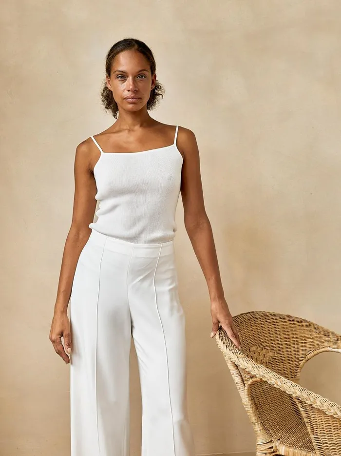 Women 90s Knit Slip Cami White The UNDONE Tops