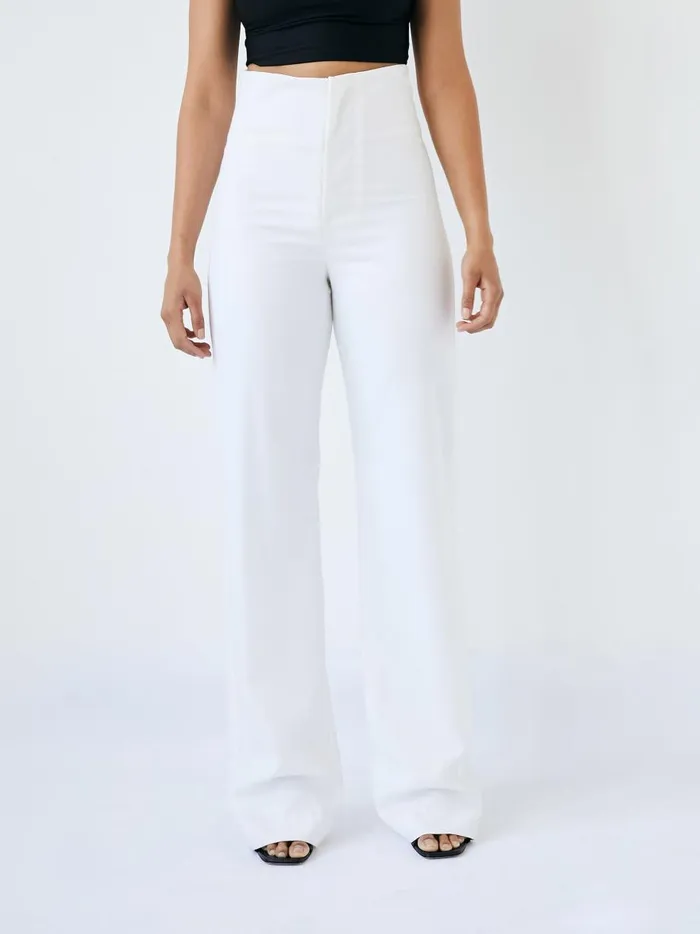 Women Ally High Waisted Trouser Ivory The UNDONE Pants