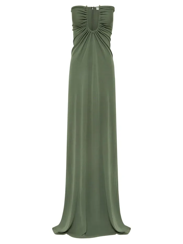Women Arced Palm Strapless Dress Bottle Green The UNDONE Dresses