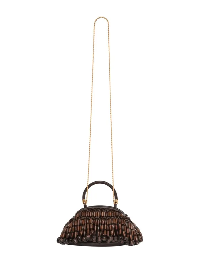 Women Bags Zimmermann Beaded Mini Purse Chocolate