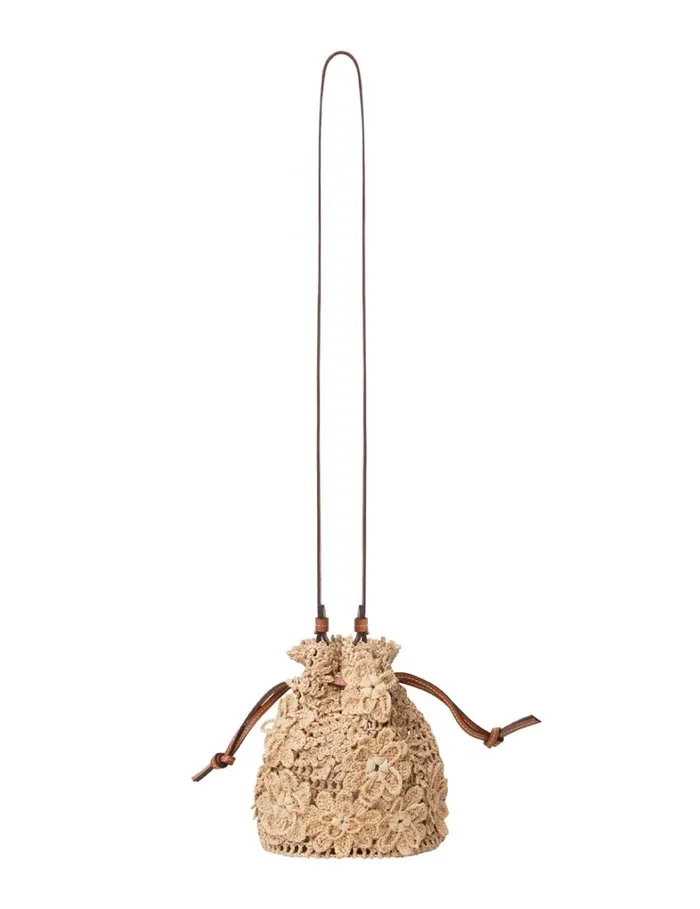 Women Bags Zimmermann Floral Raffia Cross Body Natural