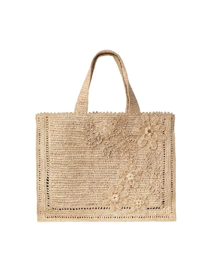 Women Bags Zimmermann Floral Raffia Tote Natural