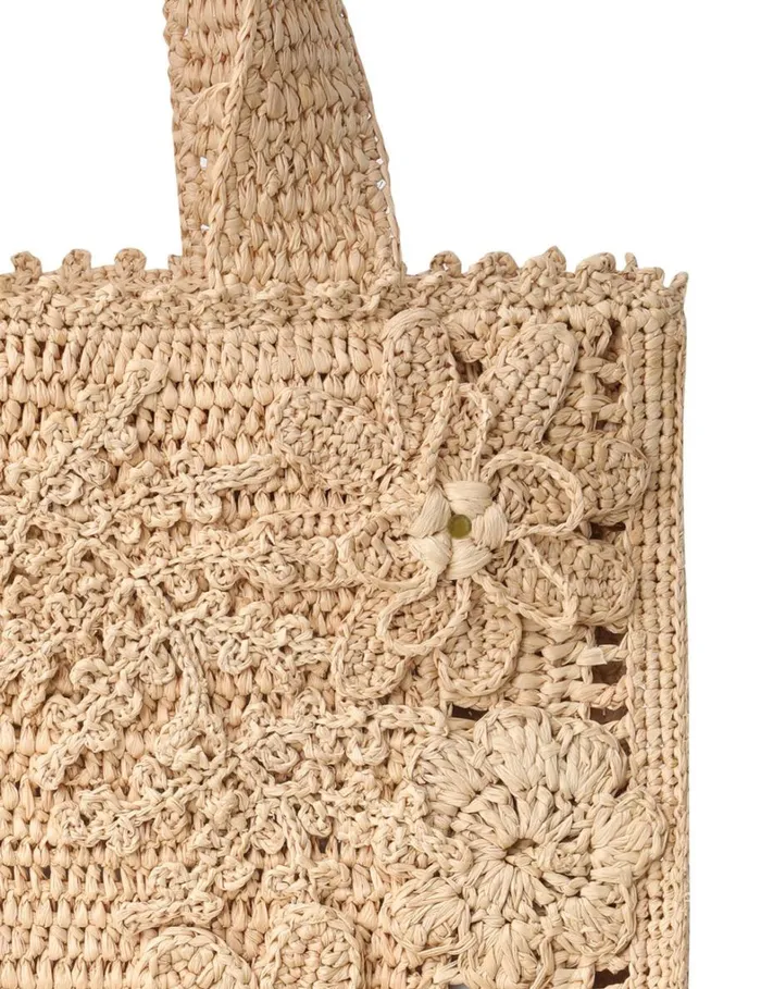 Women Bags Zimmermann Floral Raffia Tote Natural