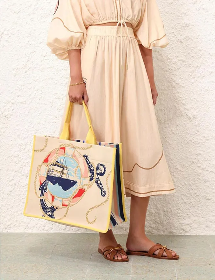 Women Bags Zimmermann Large Jacquard Tote Nautical Map
