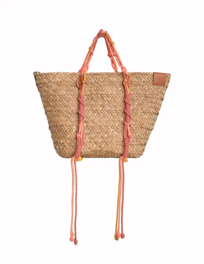 Women Bags Zimmermann Large Macrame Basket Coral Multi