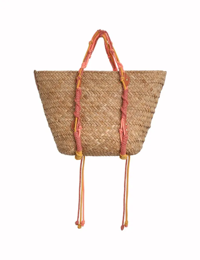 Women Bags Zimmermann Large Macrame Basket Coral Multi