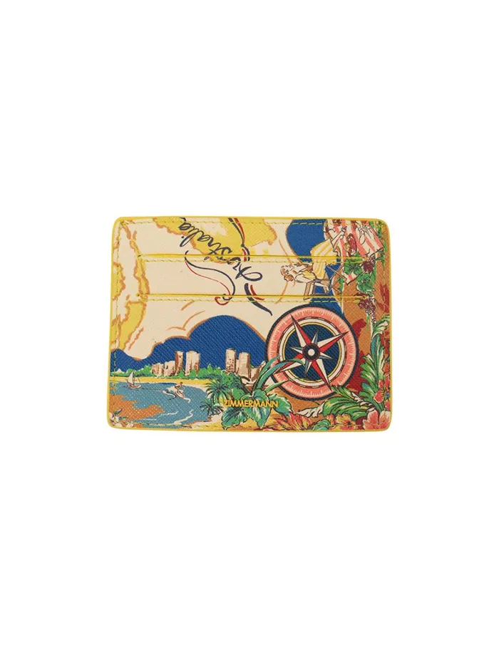 Women Bags Zimmermann Printed Leather Cardholder Nautical Map