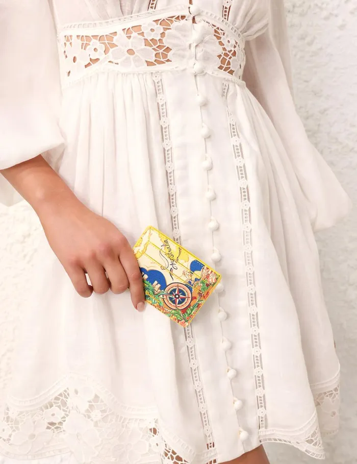 Women Bags Zimmermann Printed Leather Cardholder Nautical Map