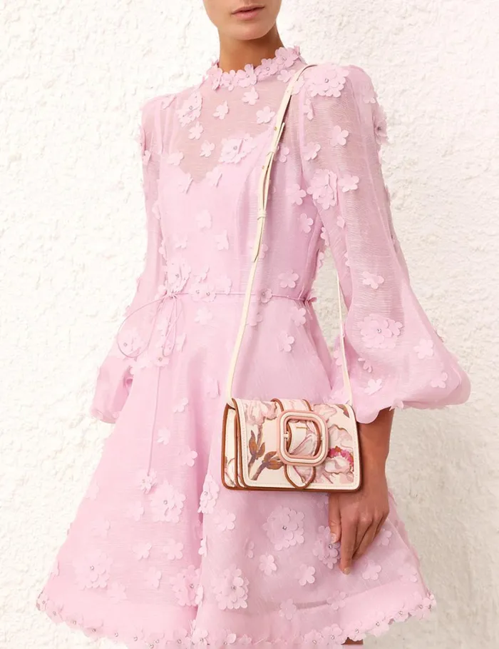 Women Bags Zimmermann Printed Small Cross Body Bag Coral Hibiscus