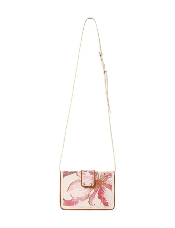 Women Bags Zimmermann Printed Small Cross Body Bag Coral Hibiscus
