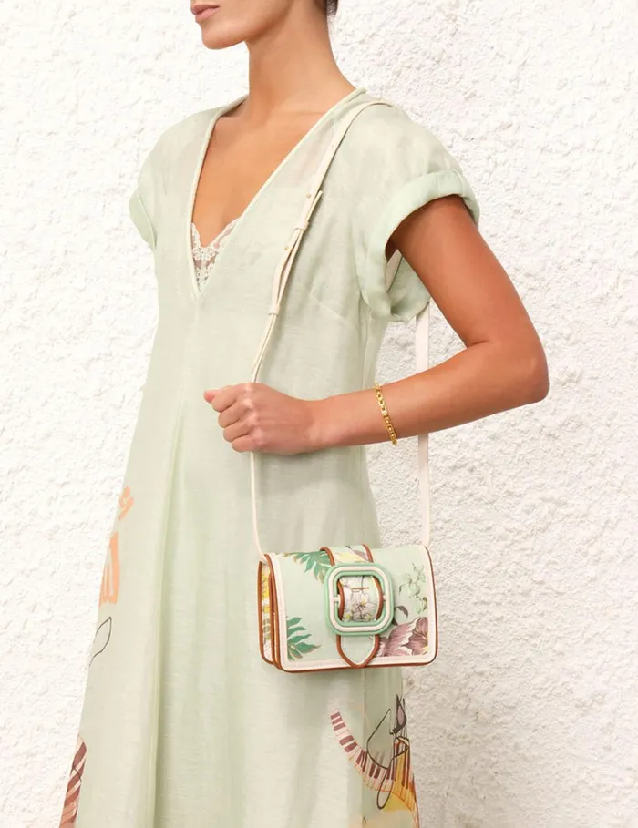 Women Bags Zimmermann Printed Small Cross Body Bag Mint Tropical Floral