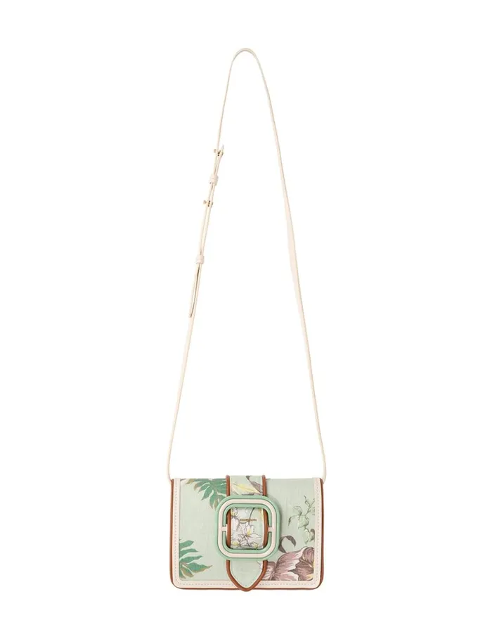 Women Bags Zimmermann Printed Small Cross Body Bag Mint Tropical Floral