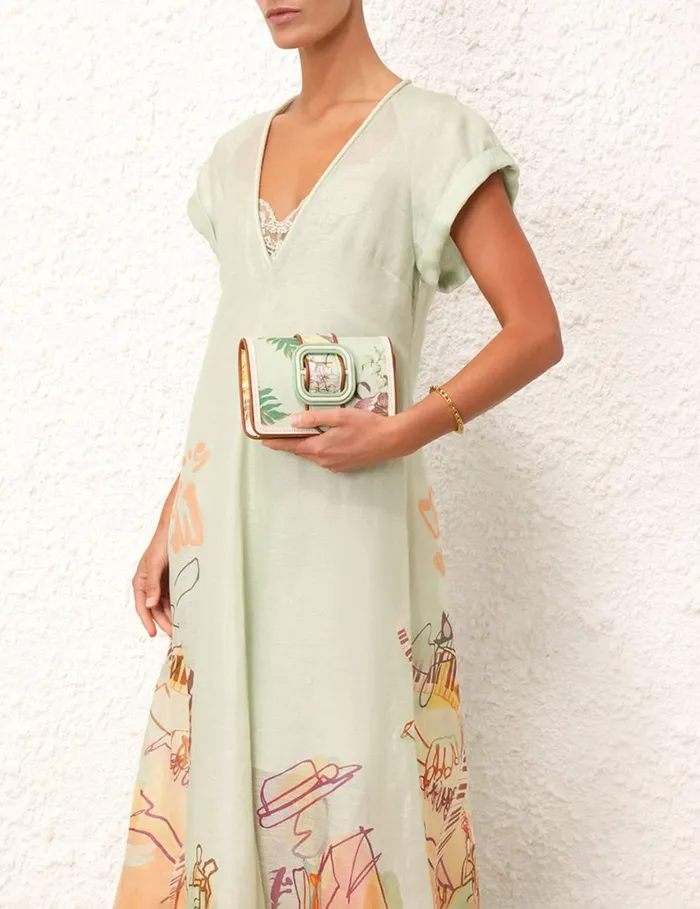 Women Bags Zimmermann Printed Small Cross Body Bag Mint Tropical Floral