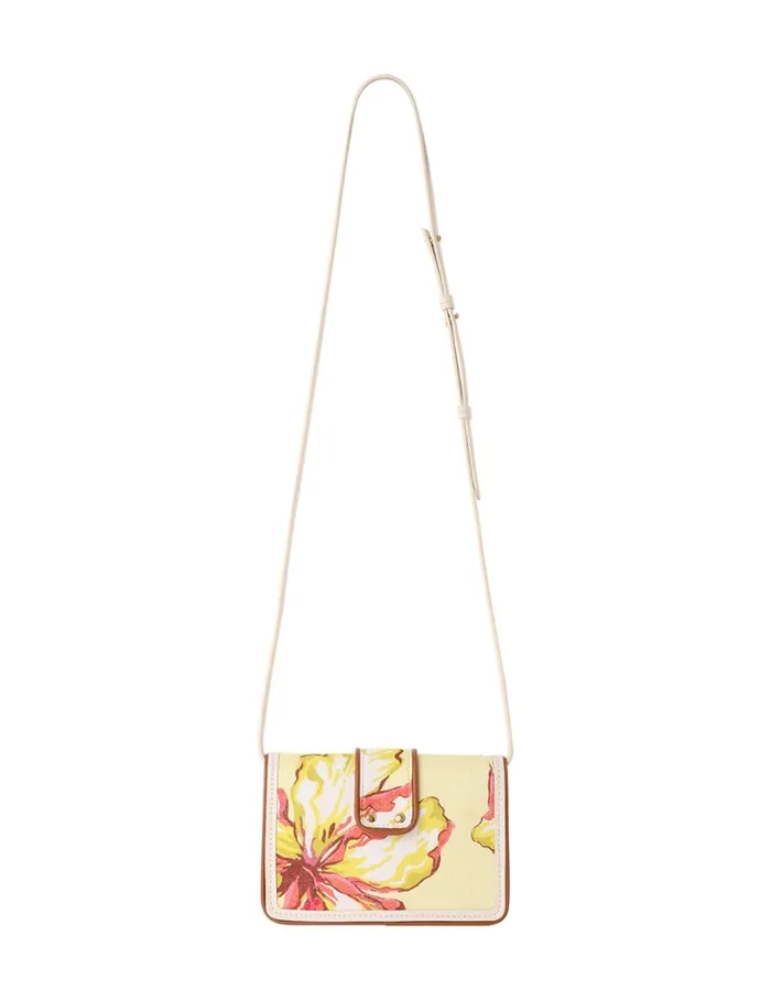 Women Bags Zimmermann Printed Small Cross Body Bag Yellow Hibiscus