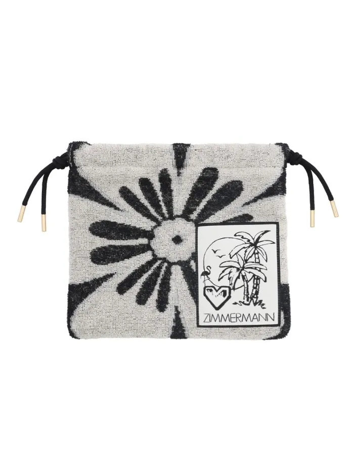 Women Bags Zimmermann Towelling Drawstring Pouch Blackcream