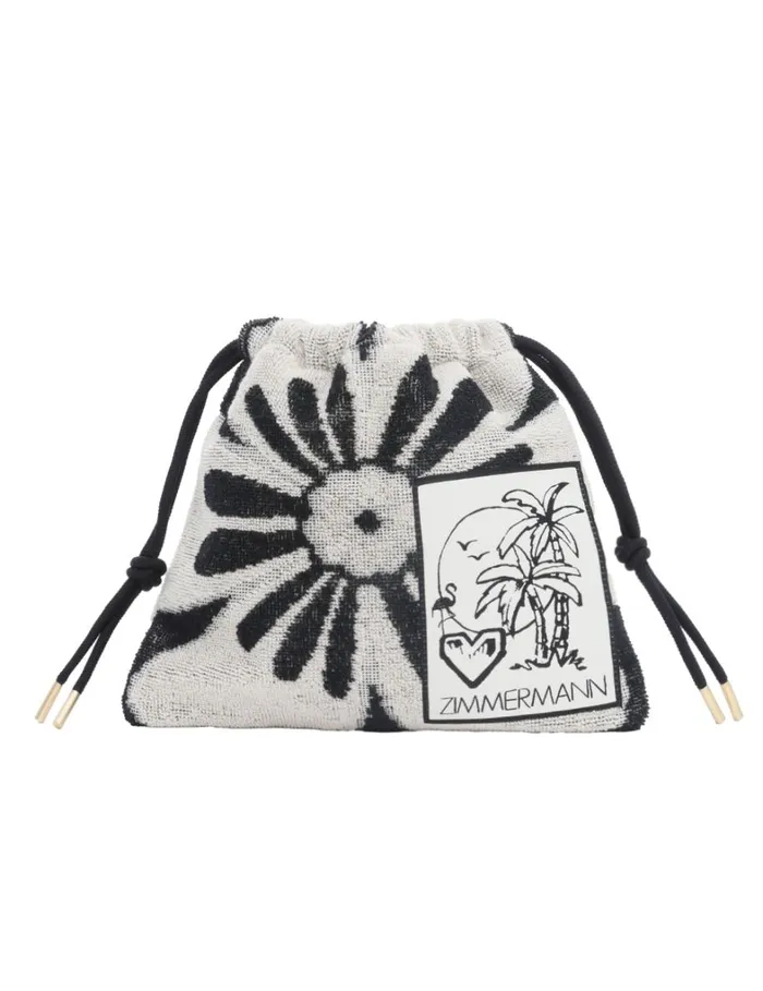 Women Bags Zimmermann Towelling Drawstring Pouch Blackcream