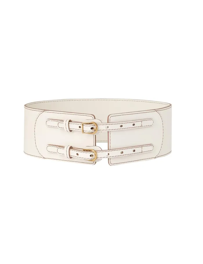 Women Belts Zimmermann Double Buckle Belt 80 Latte