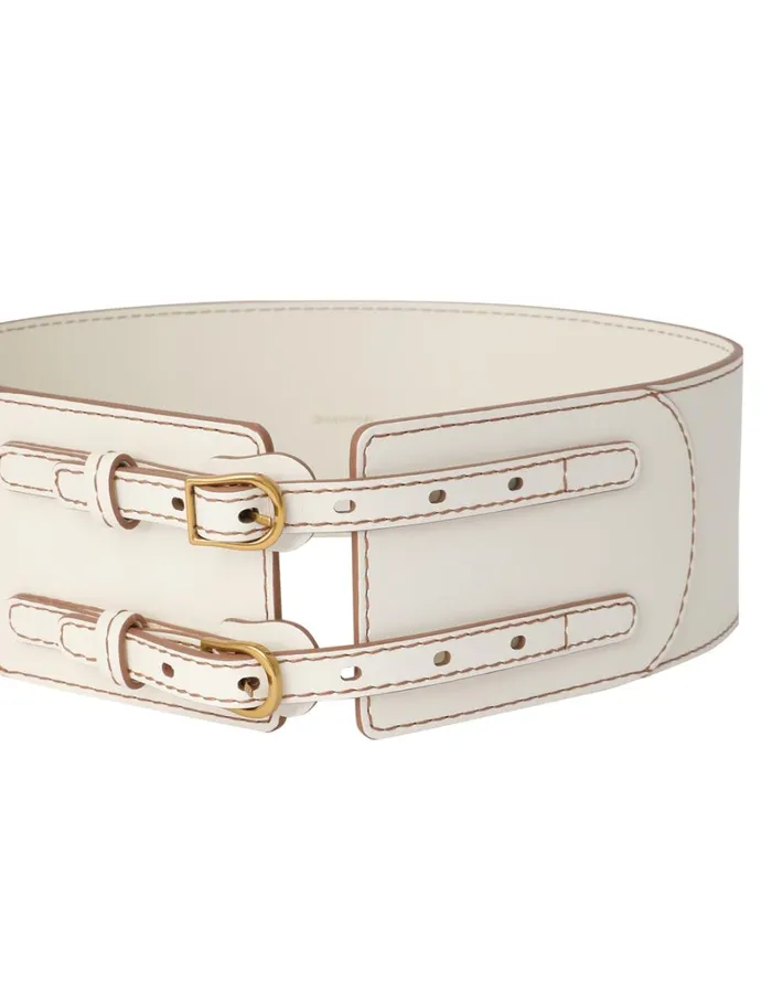 Women Belts Zimmermann Double Buckle Belt 80 Latte