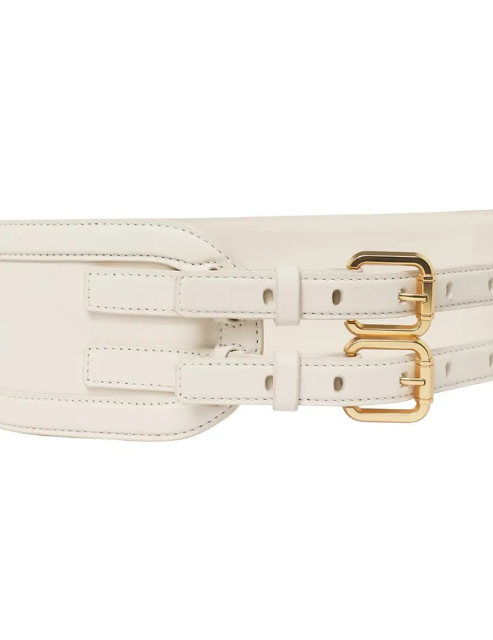 Women Belts Zimmermann Leather Belt 90 Macadamia