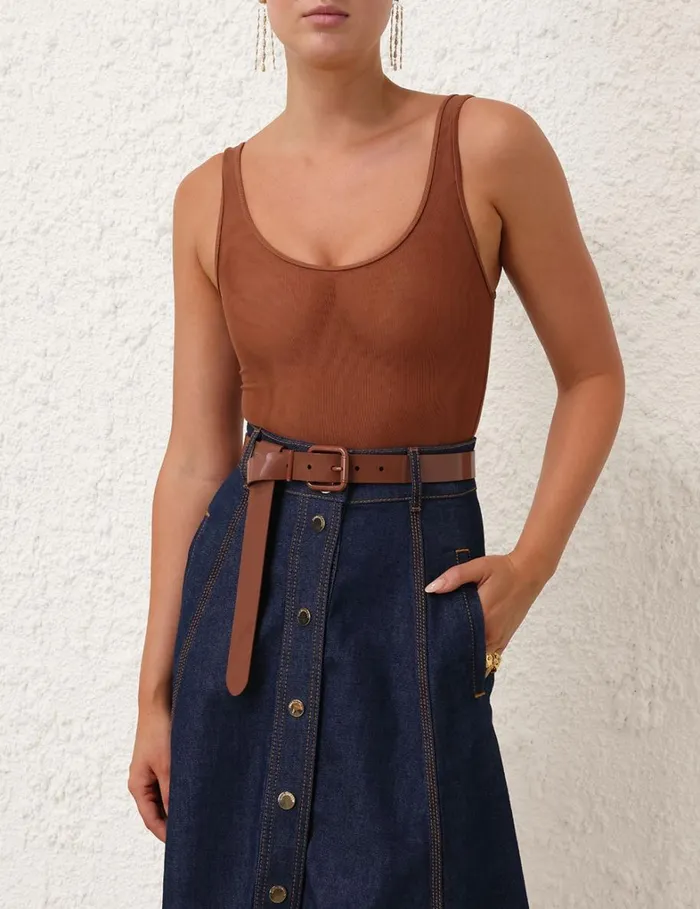 Women Belts Zimmermann Patent Belt 30 Caramel