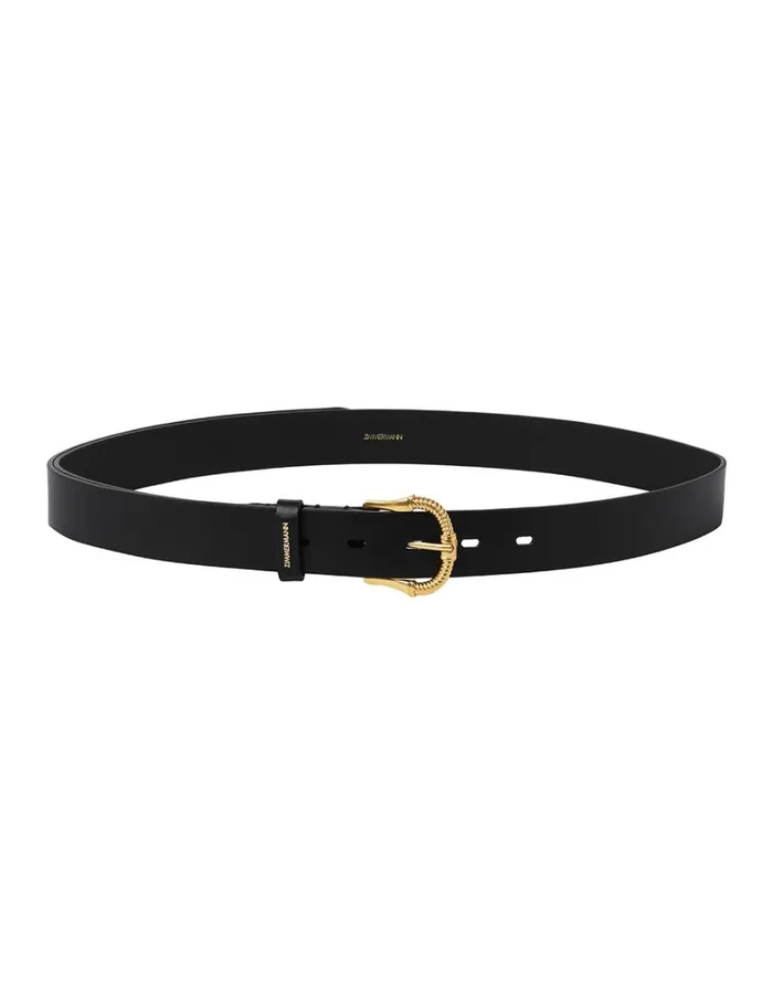 Women Belts Zimmermann Twisted Buckle Leather Belt 30 Black