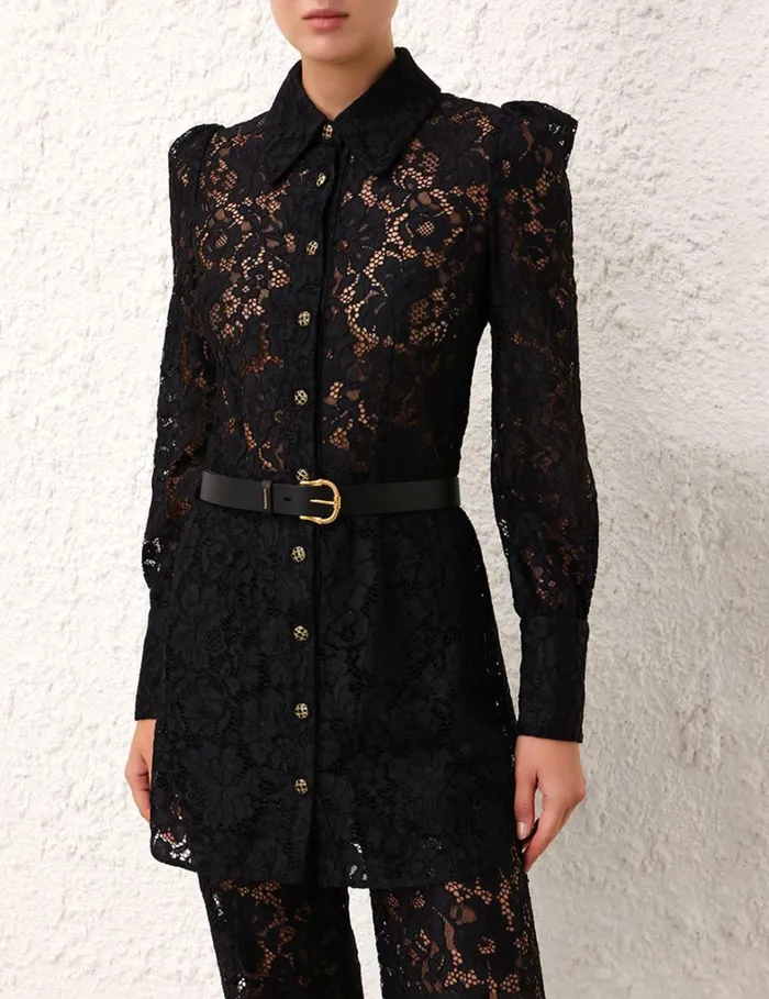 Women Belts Zimmermann Twisted Buckle Leather Belt 30 Black