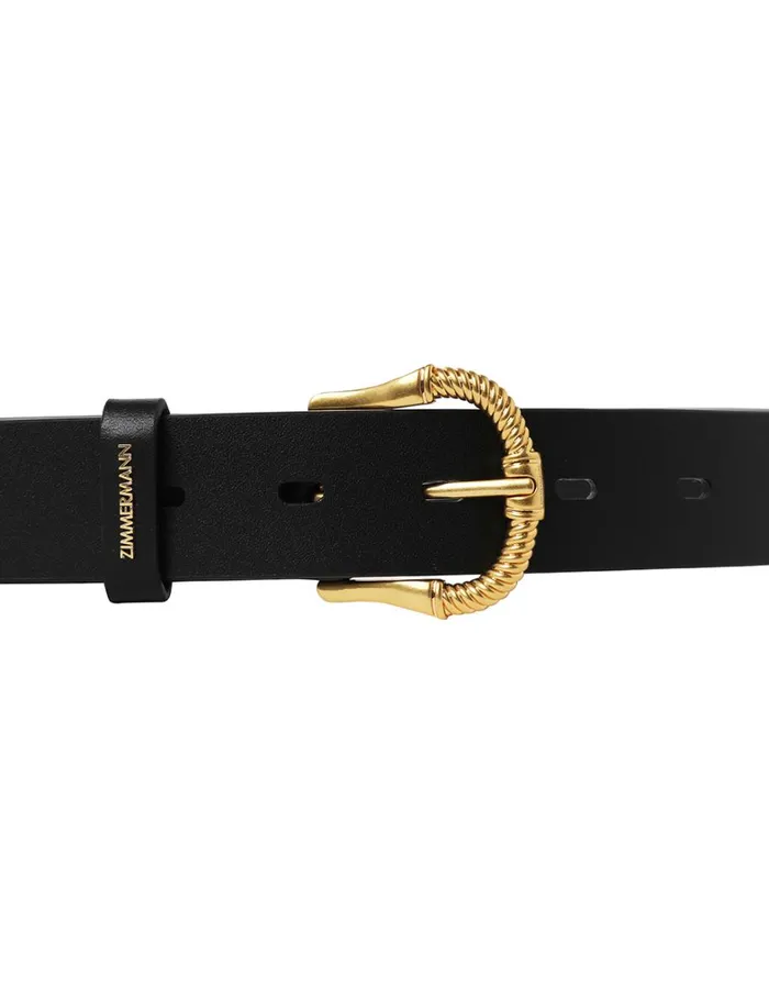 Women Belts Zimmermann Twisted Buckle Leather Belt 30 Black