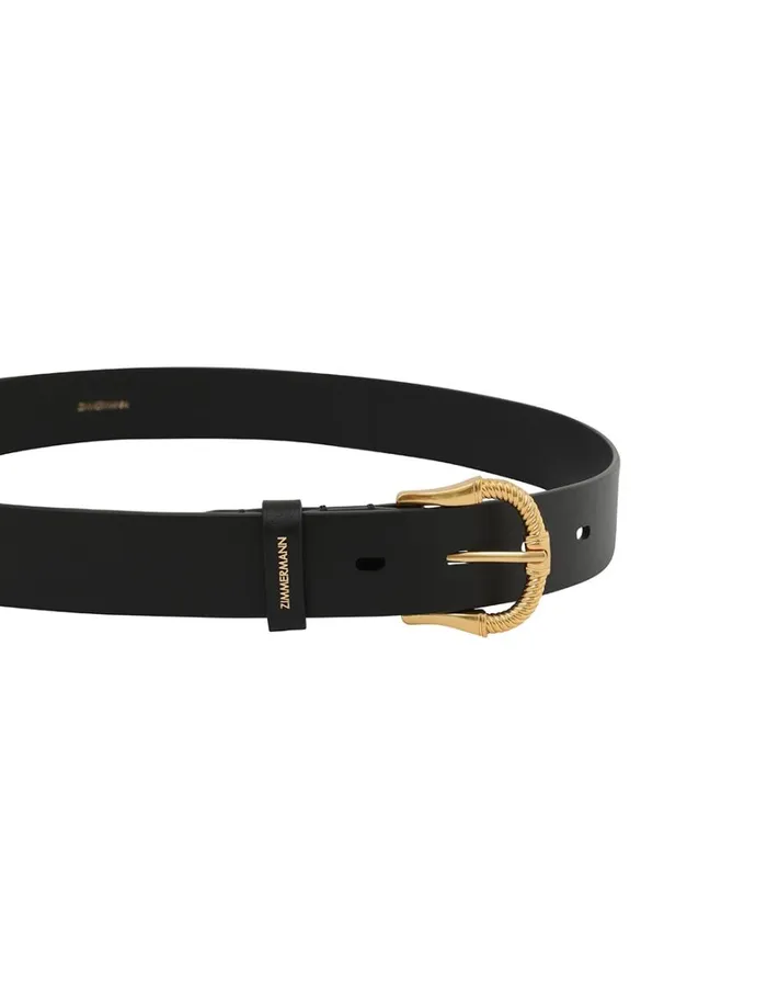Women Belts Zimmermann Twisted Buckle Leather Belt 30 Black