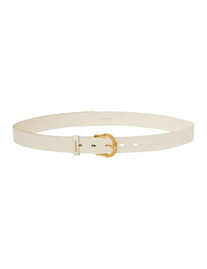 Women Belts Zimmermann Twisted Buckle Leather Belt 30 Macadamia
