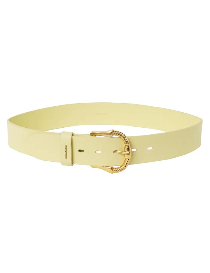 Women Belts Zimmermann Twisted Buckle Leather Belt 40 Lemonade