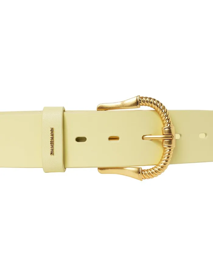 Women Belts Zimmermann Twisted Buckle Leather Belt 40 Lemonade