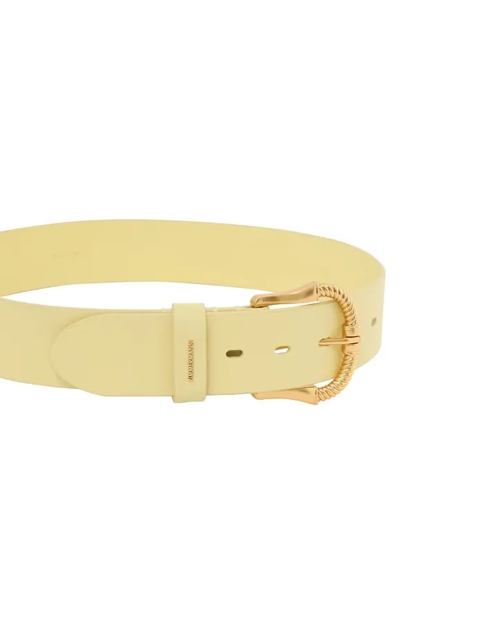 Women Belts Zimmermann Twisted Buckle Leather Belt 40 Lemonade