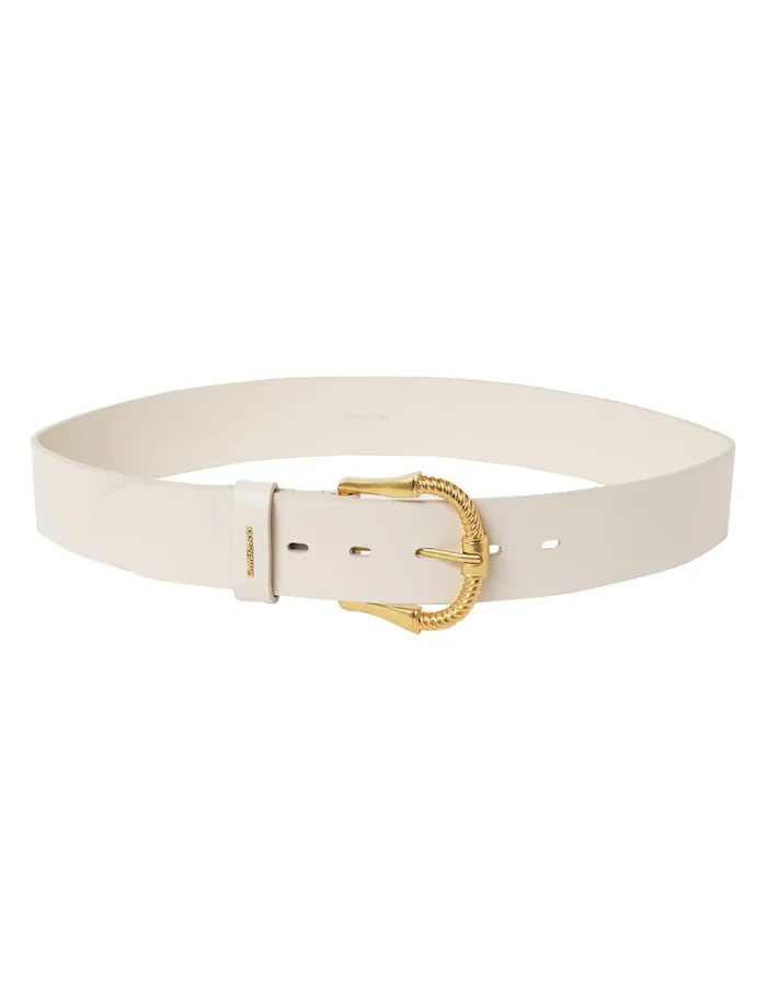 Women Belts Zimmermann Twisted Buckle Leather Belt 40 Macadamia